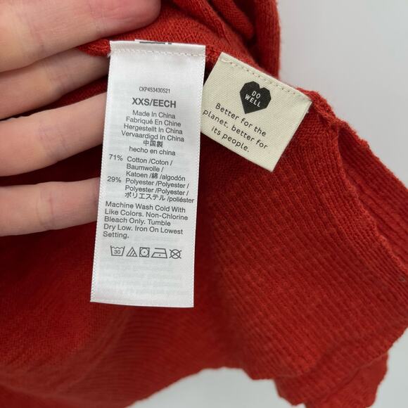 Madewell Bradley Open Front Knit Cardigan in Red Orange Sz XXS Boyfriend Sweater - Picture 14 of 15